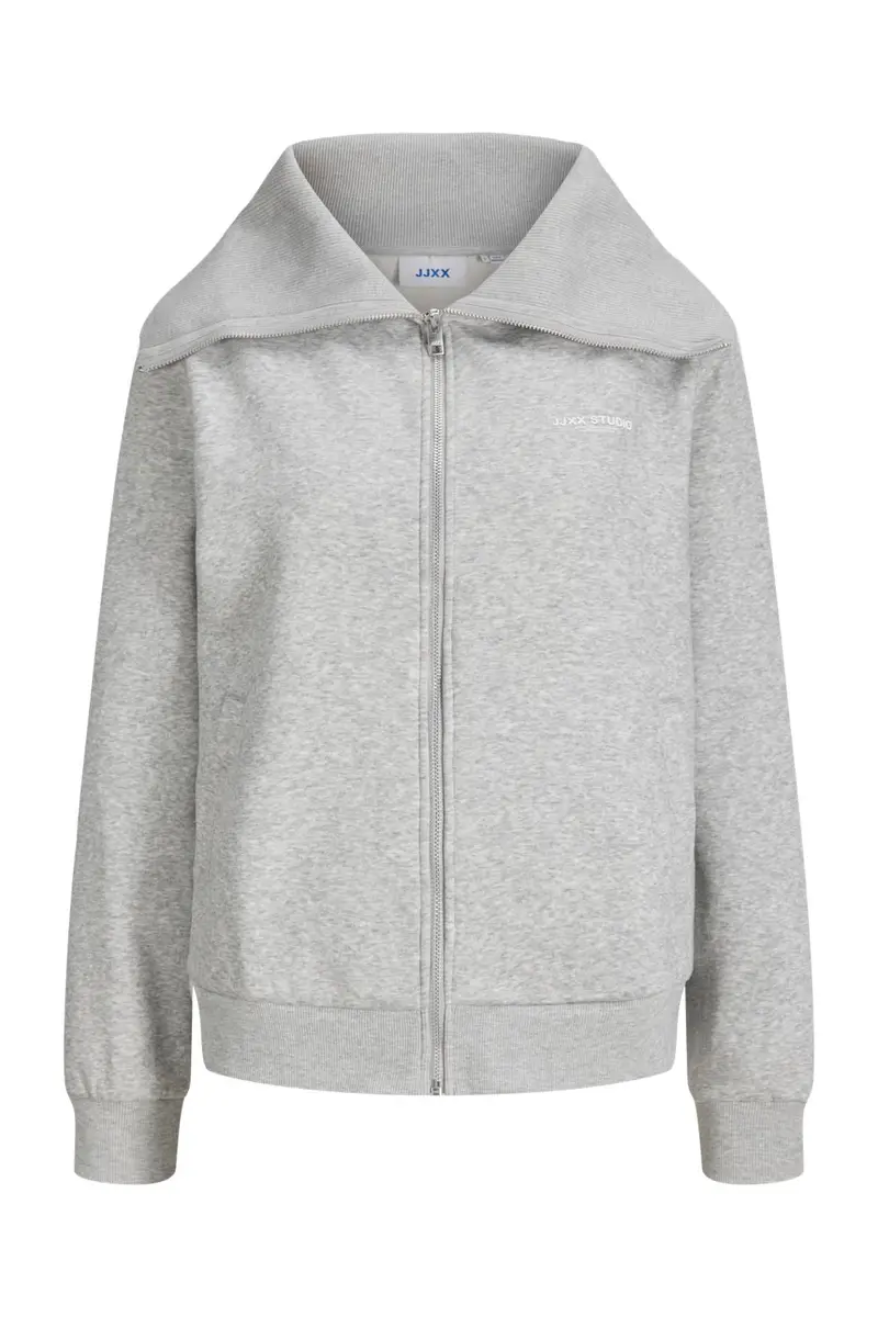 Jjxx - Jxstudio Vesterbro Flat Knit Zip Swt Sn - 5000235 Light Grey Melange Bright White Jjxx Studio