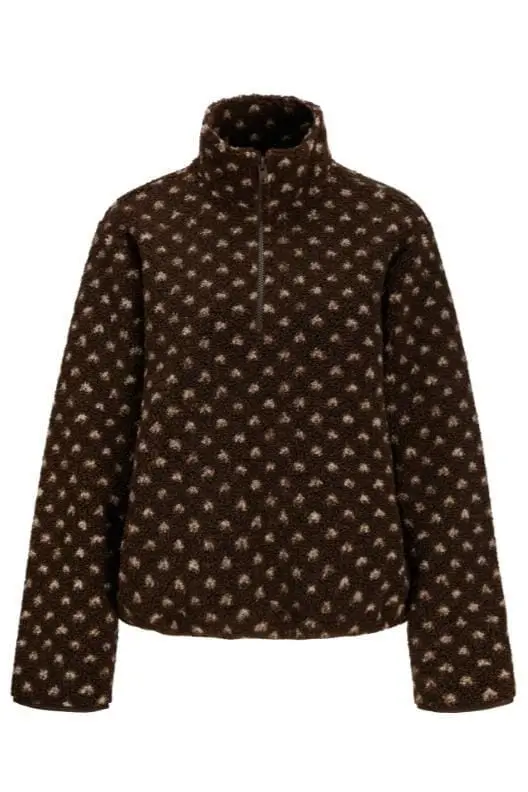 Jjxx - Jxvera Half Zip Teddy Jacket - 5034468 Bracken Petit Dot Off White