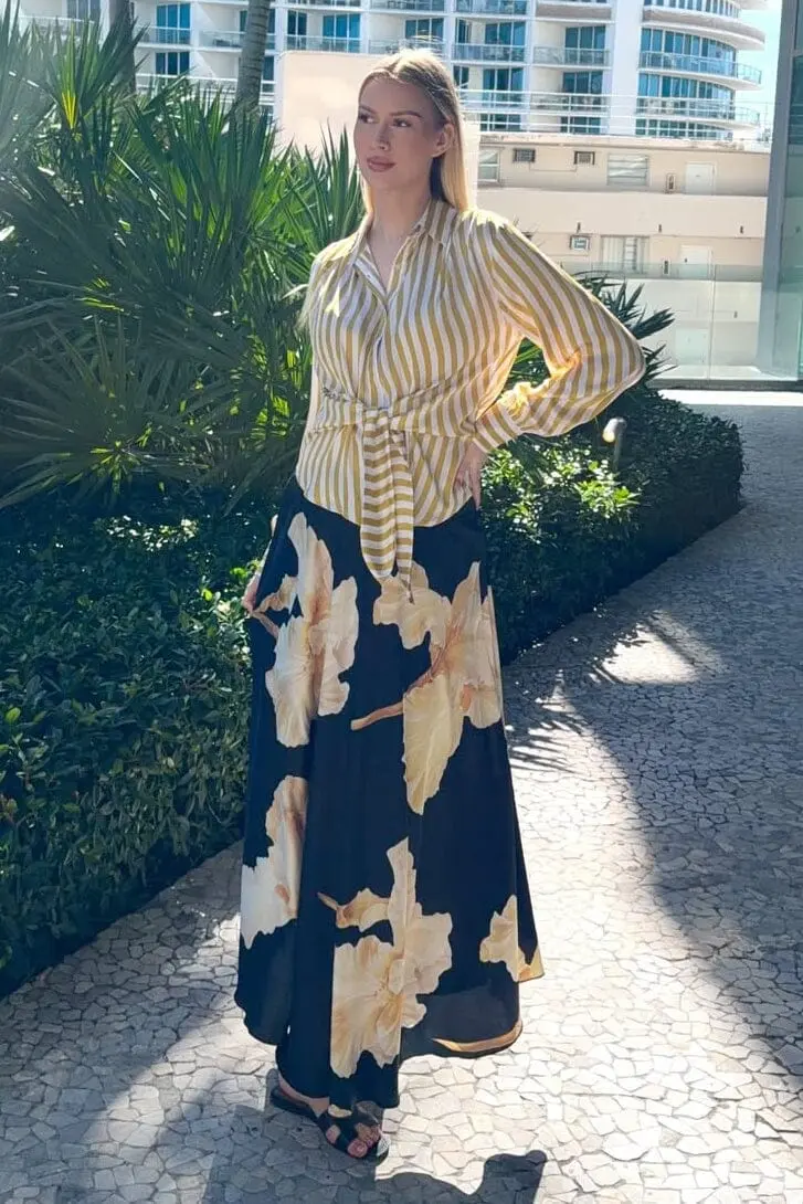 Karmamia - Savannah Skirt 2347 - Gold Maxi Flower