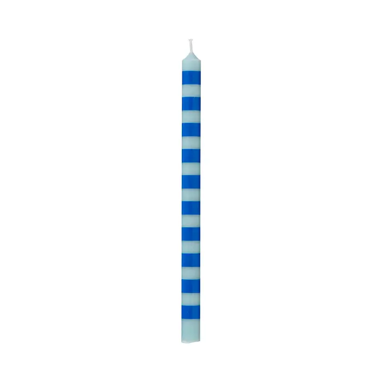 Kertelys m. Blå Striber | 4-pak | Stearinlys