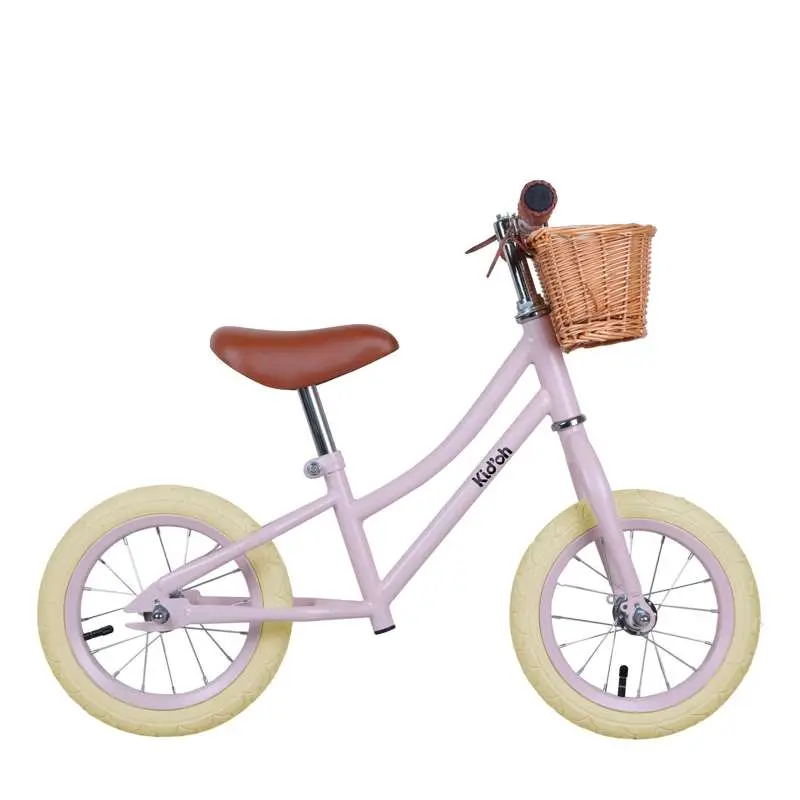 Kid'oh Løbecykel m. Cykelkurv - Pale Rose