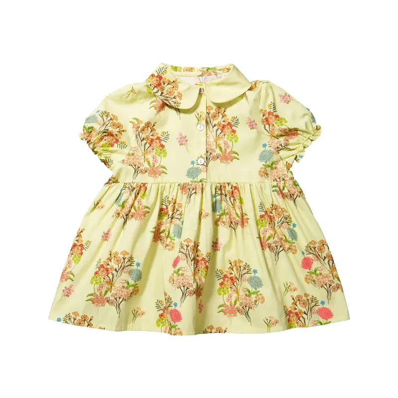 Kjole no. 851, gul blomstret