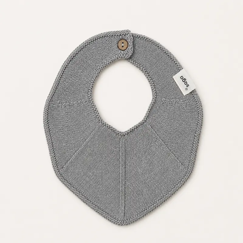Knitted Baby Bib - Grey Mélange