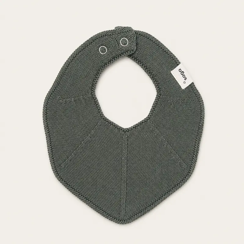 Knitted Baby Bib - Soft Moss