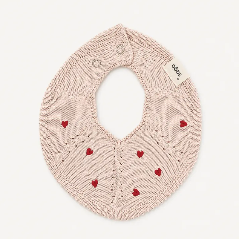 Knitted Baby Bib - Sweetheart
