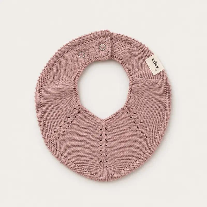 Knitted Baby Bib - Velvet Rose