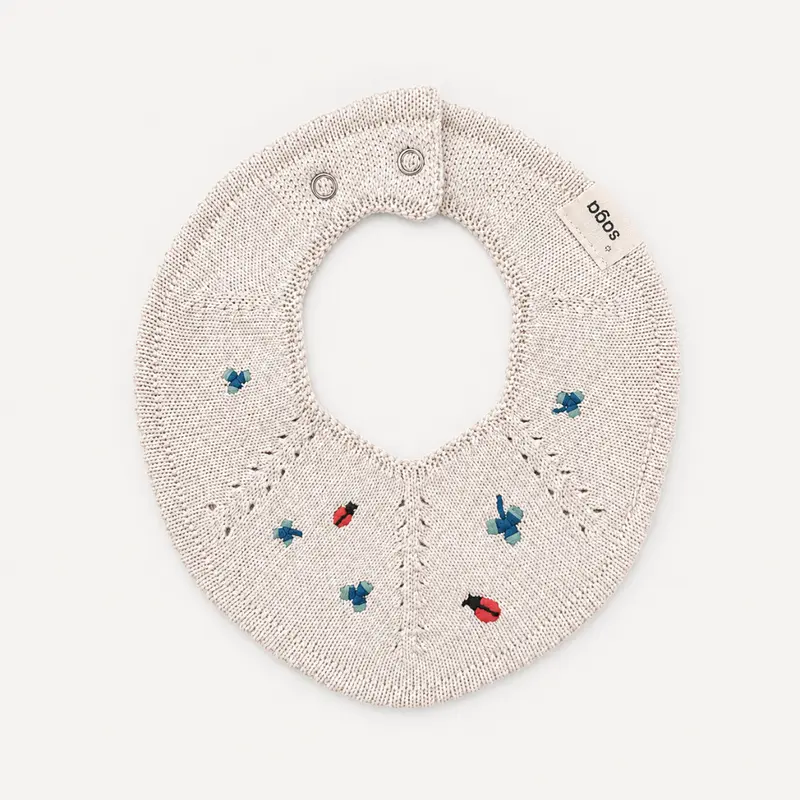 Knitted Bib - Flora - Ladybug Garden