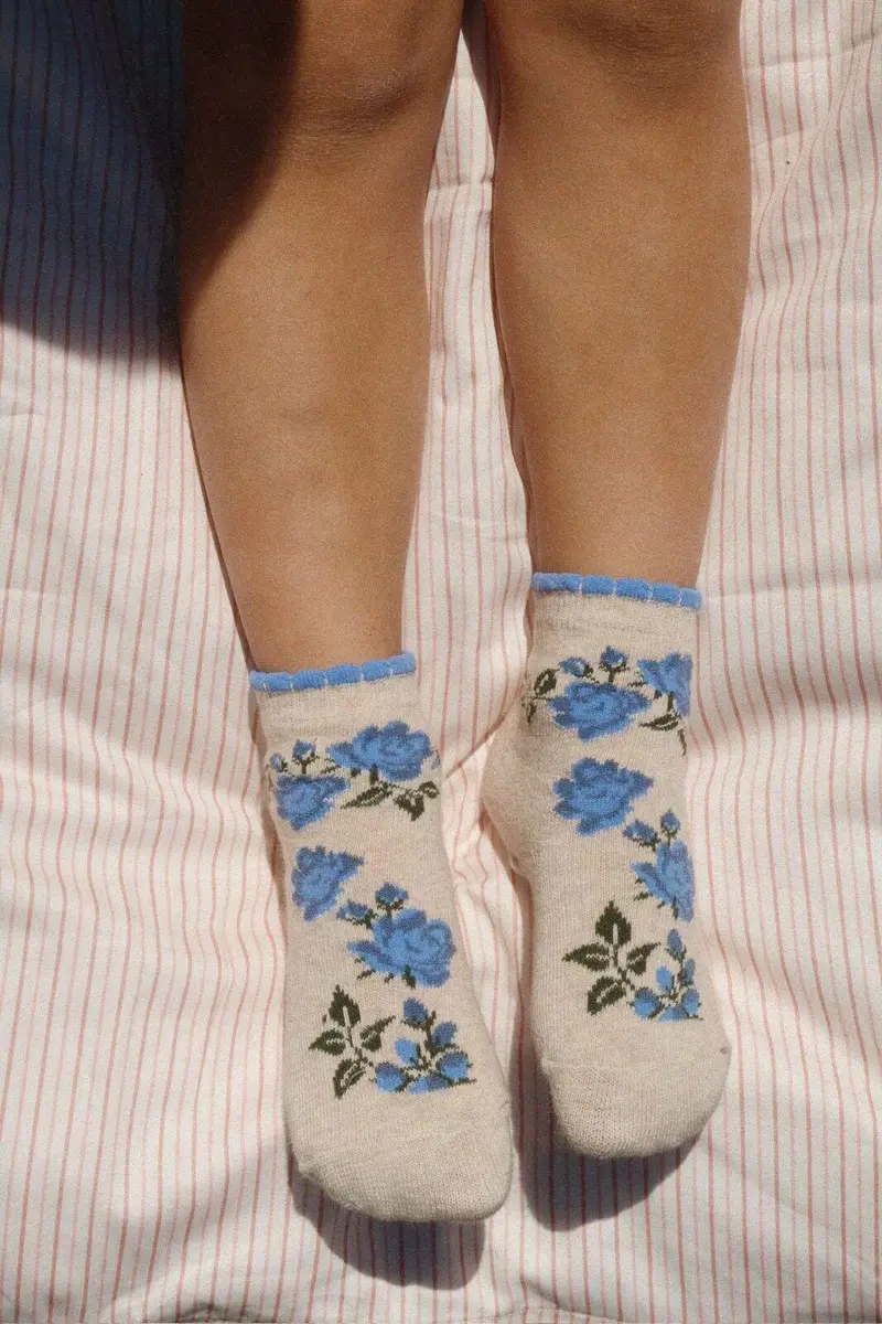 Konges Sløjd - 2 Pack Flower And Cherry Jacquard Socks Ks104584 - Amarena/tramonto