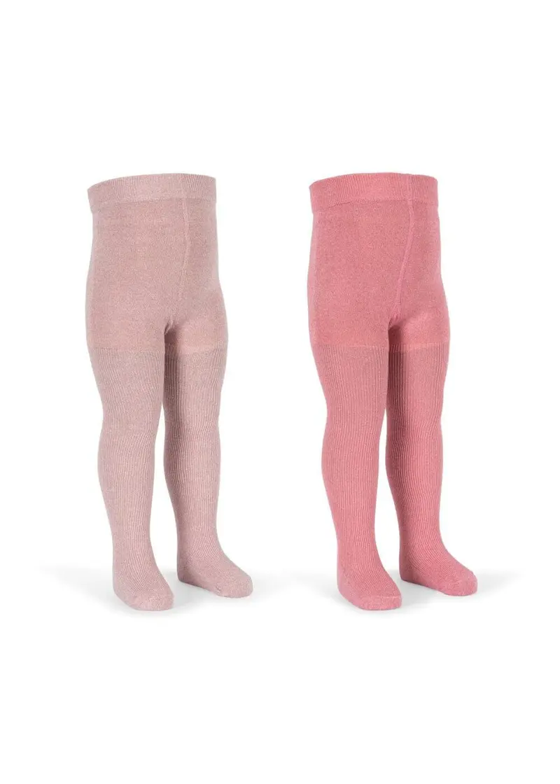 Konges Sløjd - 2 Pack Rib Glitter Tights Ks107388 - Rose Mix