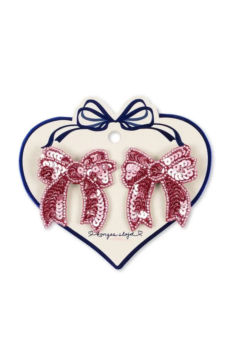 Konges Sløjd - 2 Pack Sequin Bow Hair Clip Ks106353 - Rapture Rose