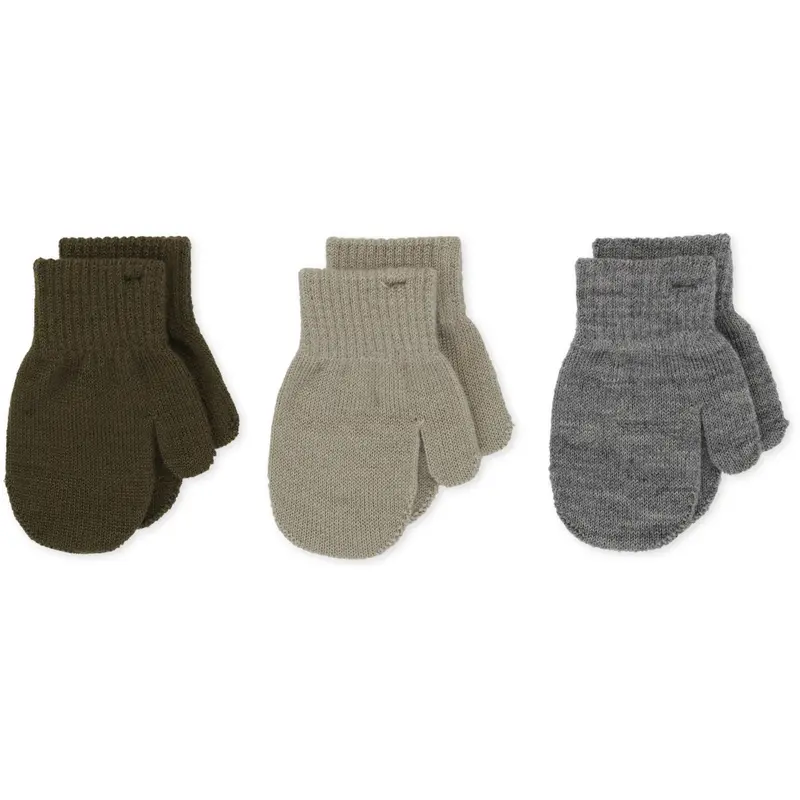 Konges Sløjd 3-pak filla vanter, dried sage