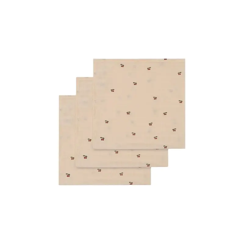 Konges Sløjd 3 Pcs. Muslin Cloths - Cherry