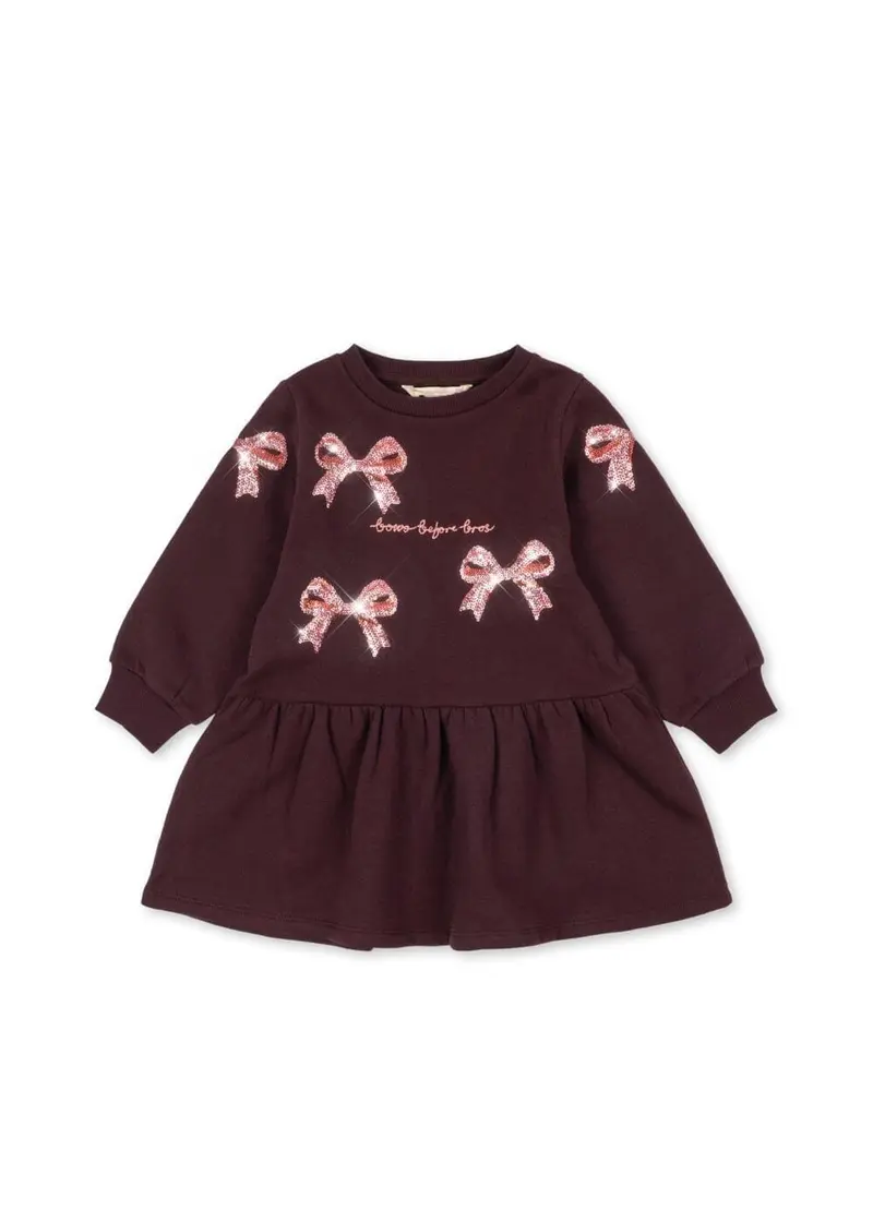 Konges Sløjd - Lou Bow Sweat Dress Gots Ks106520 - Decadent Chocolate