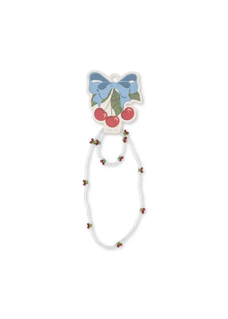 Konges Sløjd - Pearly Cherry Necklace And Bracelet Set Ks105517 - Red/glitter