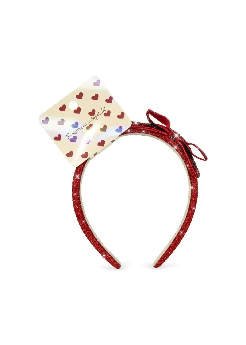 Konges Sløjd - Velvet Bow Hairbrace Ks106640 - Red Glitter