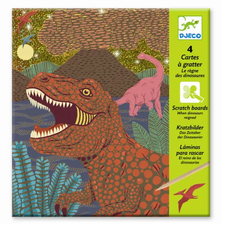 Kreativ pakke, scratchkort m/dinosaurer