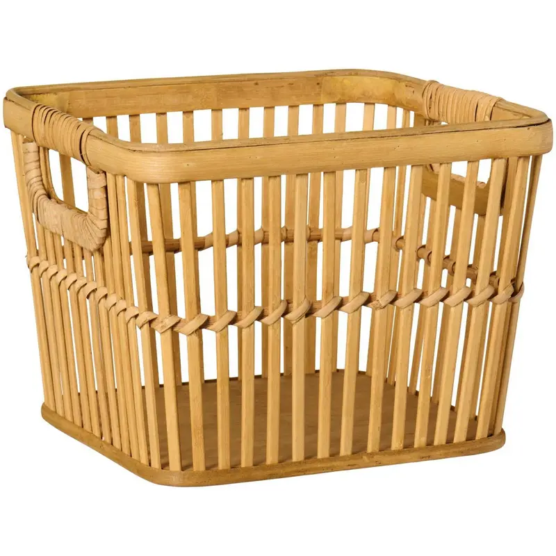 Kurv m/greb åben flet bambus