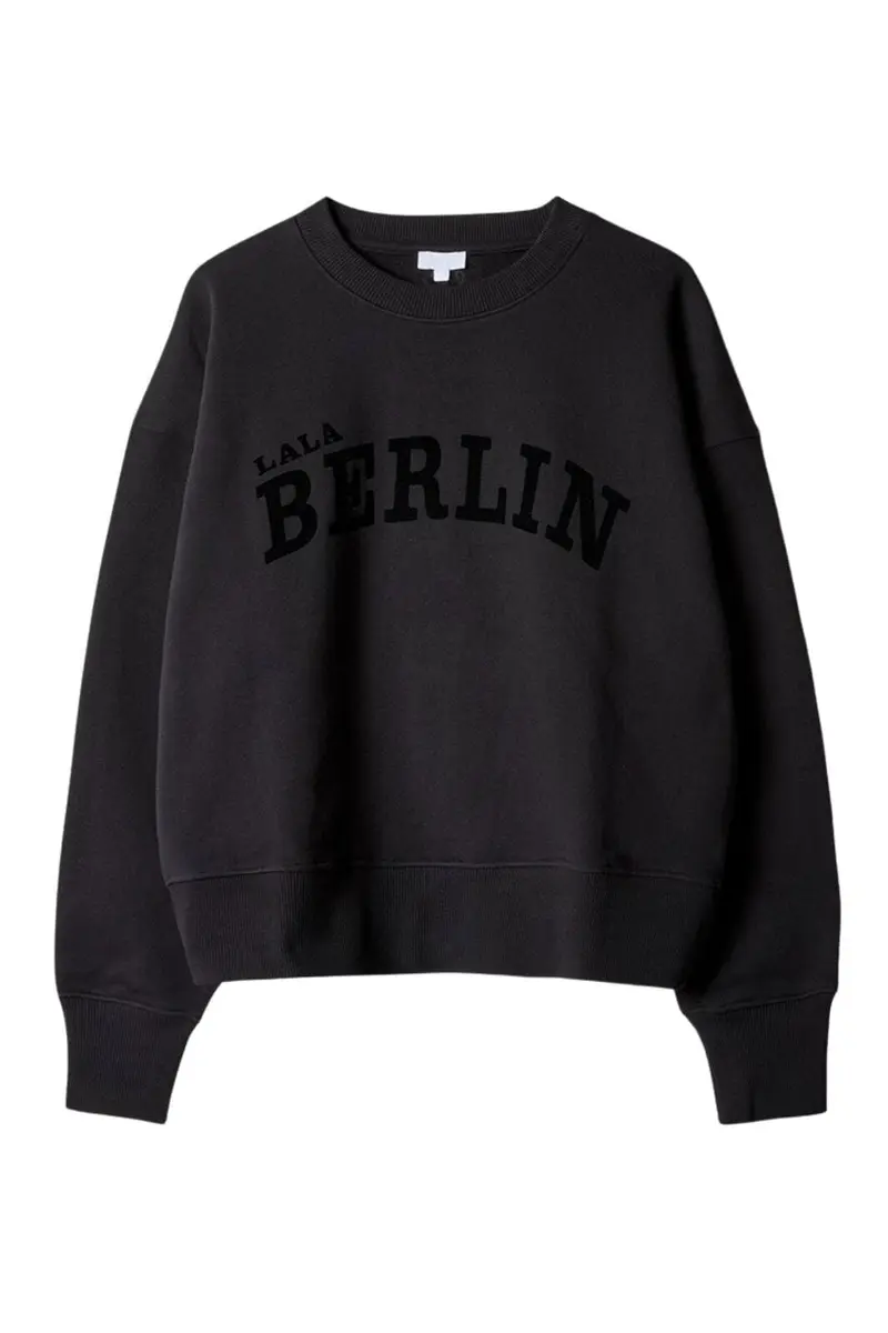 Lala Berlin - Lala Sweatshirt 2 10025461 - Black Flock Logo