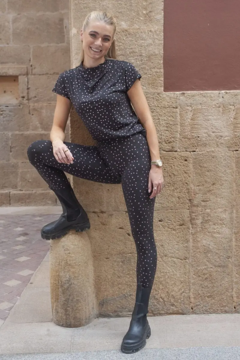 Liberte - Alma-Legging - Black Pink Holographic Dot