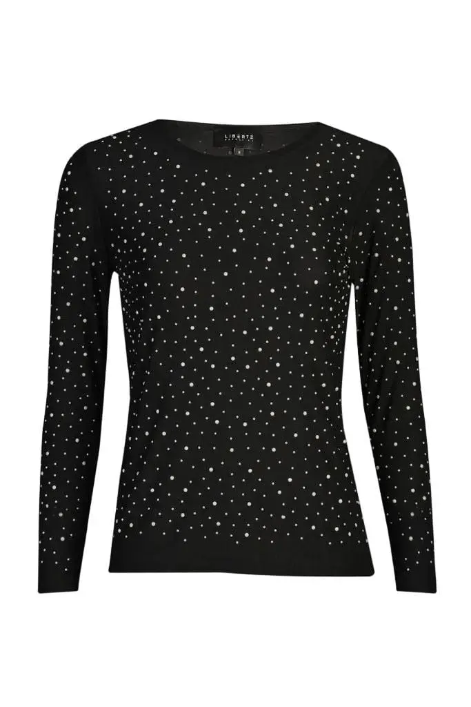 Liberte - Mesh Ls Sparkle Tshirt 22134 - Black Pearl