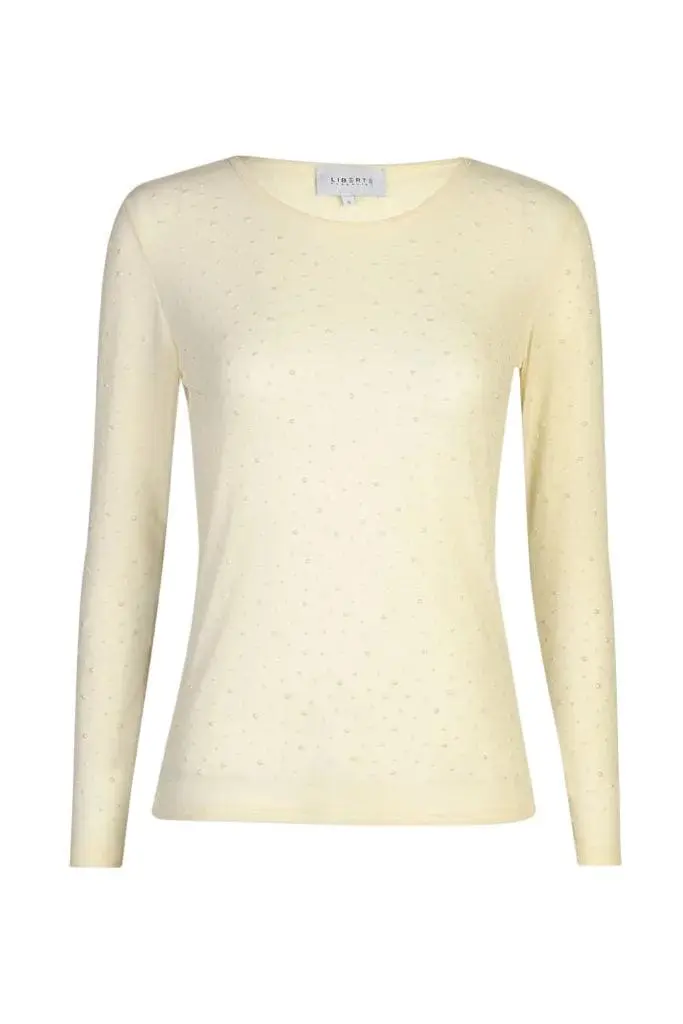 Liberte - Mesh Ls Sparkle Tshirt 22134 - Creme Pearl