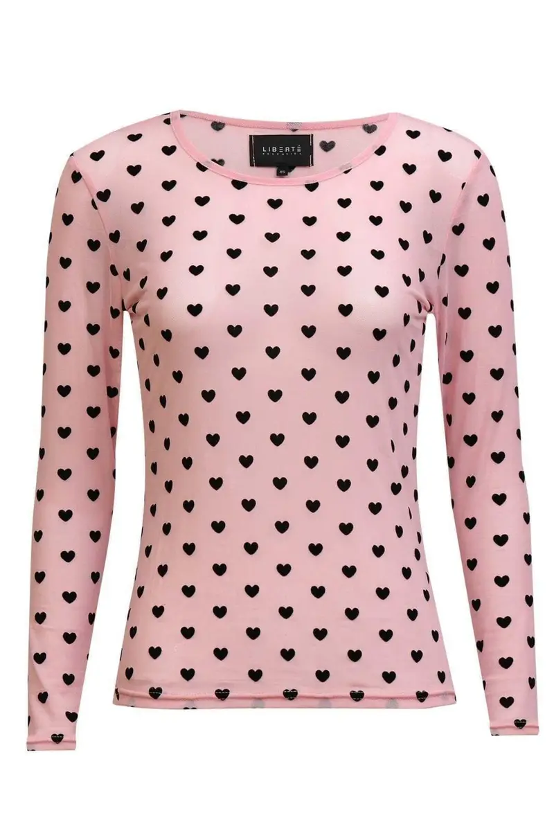 Liberte - Mesh Ls Tshirt 22065 - Rose Black Flock Heart