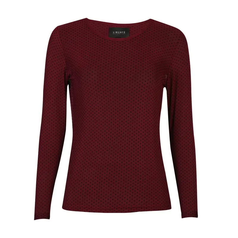 Liberte - Mesh Ls Tshirt, Dot 22069 - Bordeaux