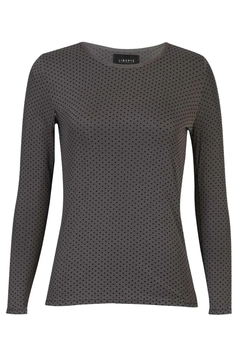 Liberte - Mesh Ls Tshirt, Dot 22069 - Dark Grey