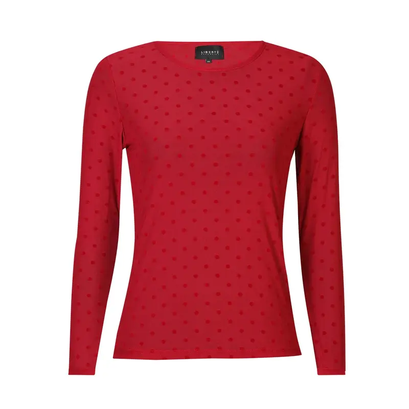 Liberte - Mesh Ls Tshirt, Dot 22069 - Dark Rasberry Medium Dot