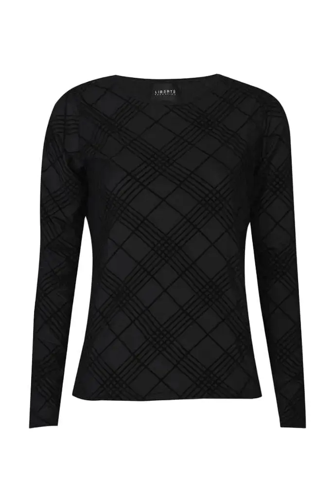 Liberte - Mesh Ls Tshirt, Flock 22081 - Black Check
