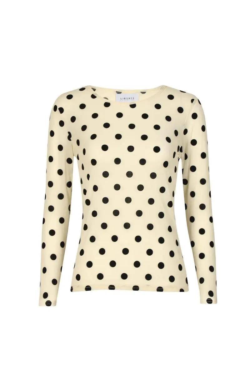 Liberte - Mesh Ls Tshirt, Flock 22081 - Ivory Big Dot