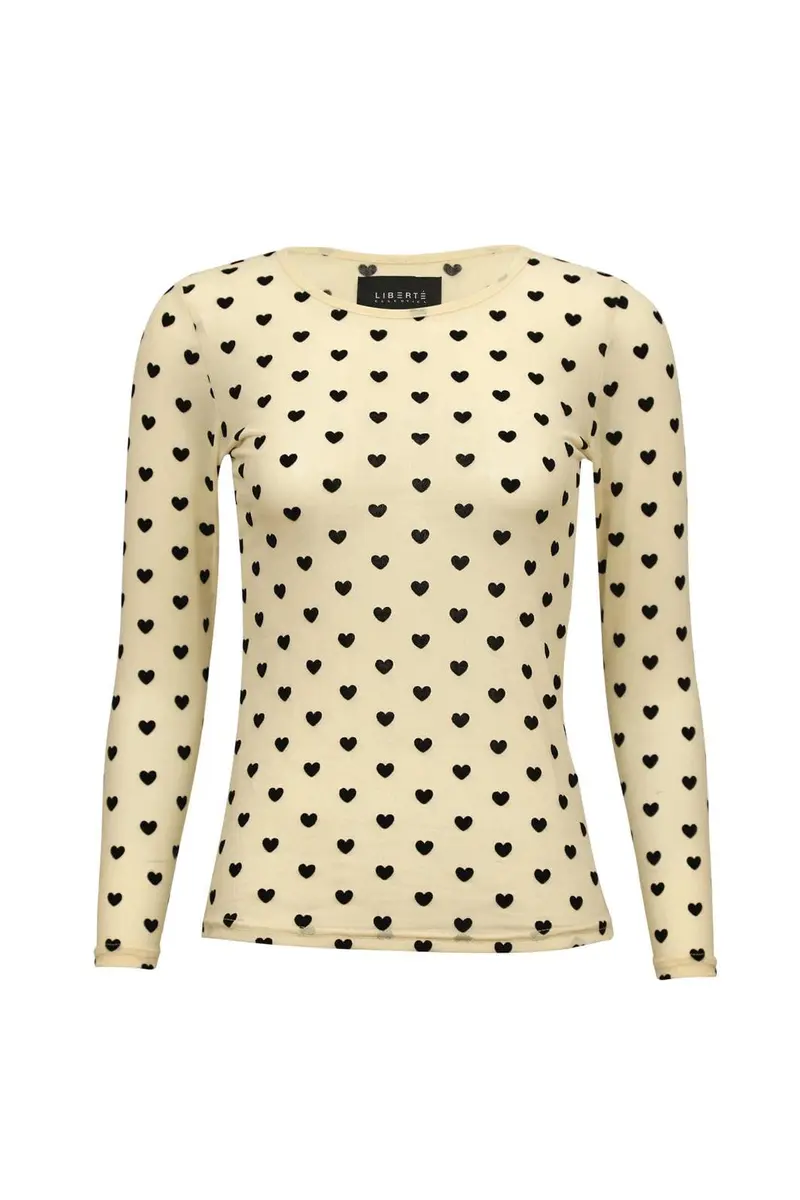 Liberte - Mesh Ls Tshirt, Flock 22081 - Ivory Heart