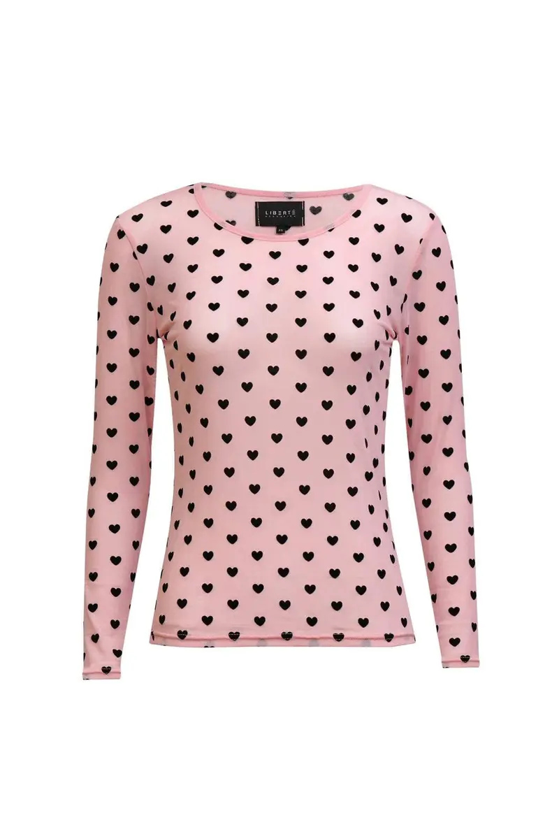 Liberte - Mesh Ls Tshirt, Flock 22081 - Rose Heart