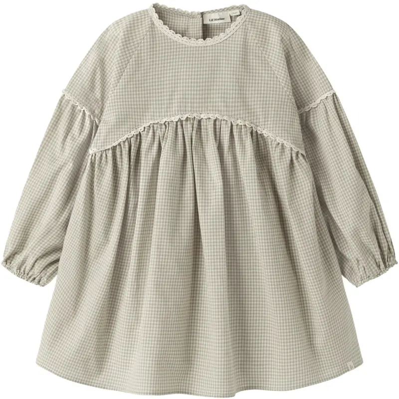 Lil'Atelier Moss Gray Nmfoleno Ls Loose Kjole Lil