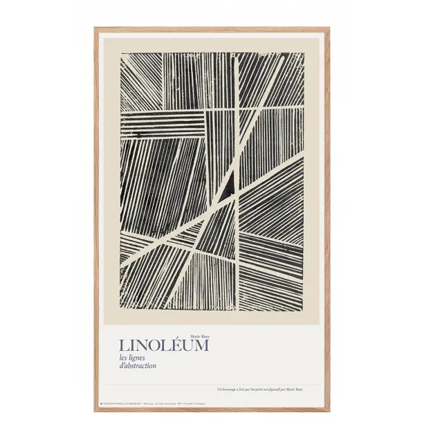Linoléum, les lignes d'abstraction / Marie Bayo 33 x 55 cm m. Ramme (Kun afhentning)