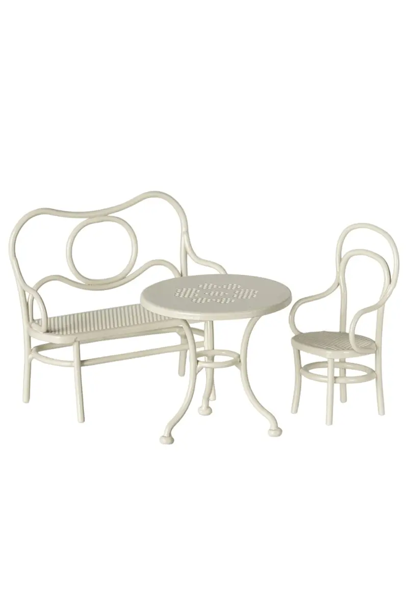 Maileg - Cafésæt, Mus, Lille - Råhvid - Mouse Furniture