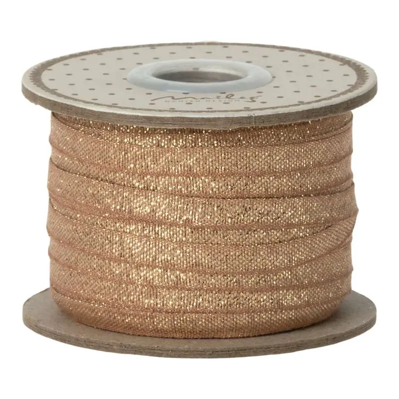 Maileg Gavebånd - 6mm/25m - Rosa/Guld