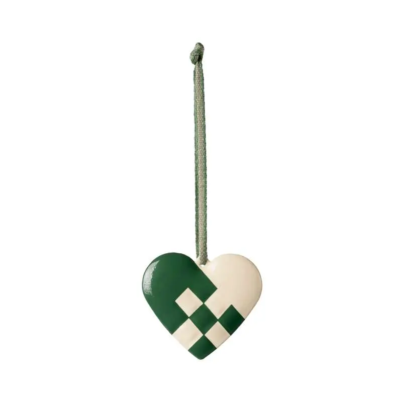 Maileg Juleornament - Metal - Hjerte - Lille - Mørk Grøn