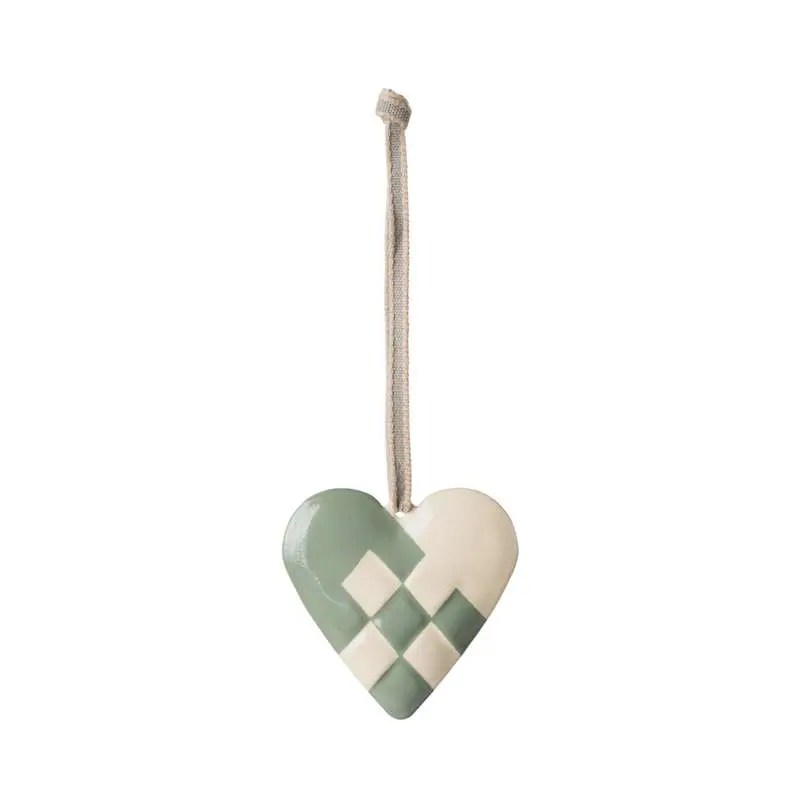 Maileg Juleornament - Metal - Hjerte - Stor - Mint
