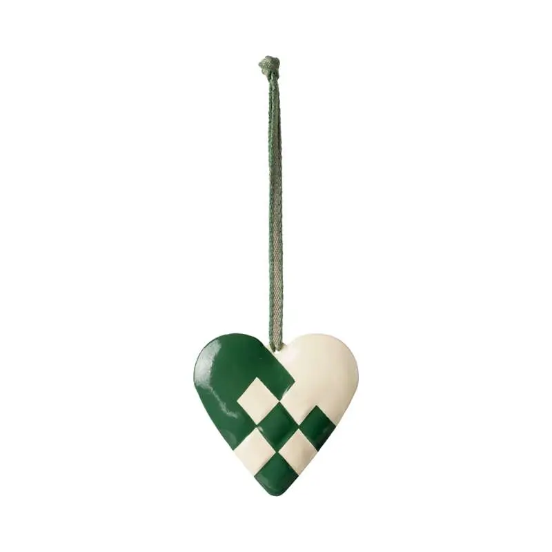 Maileg Juleornament - Metal - Hjerte - Stor - Mørk Grøn