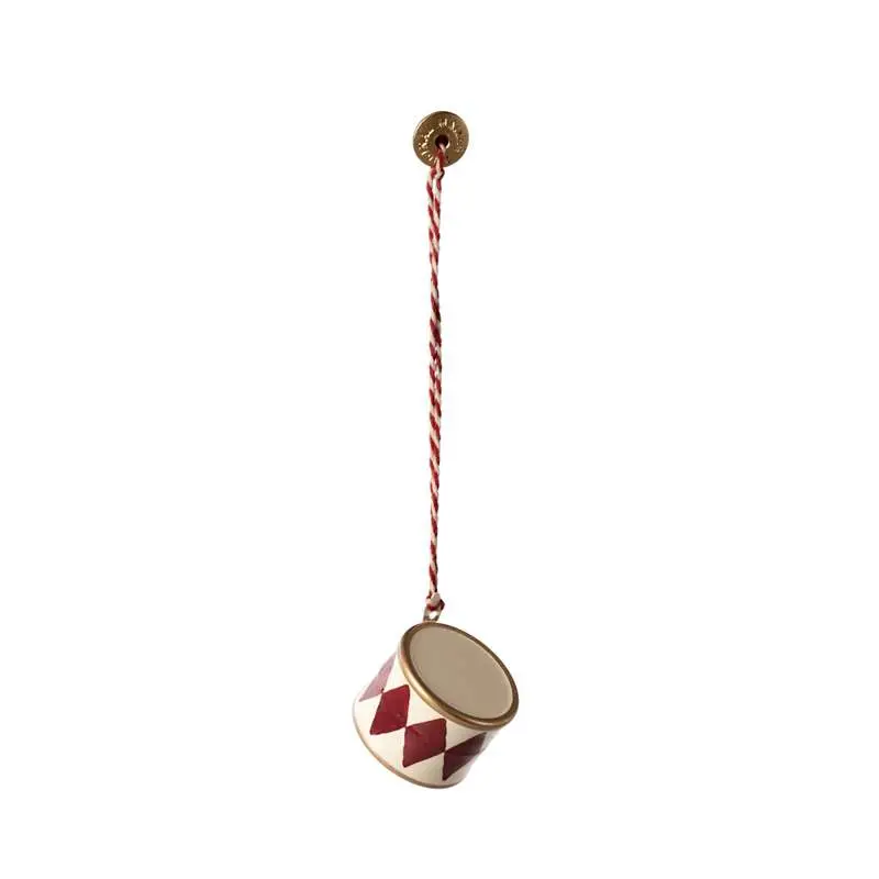 Maileg Juleornament - Metal - Lille Tromme - Rød