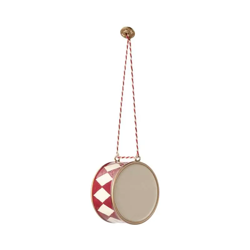 Maileg Juleornament - Metal - Stor Tromme - Rød