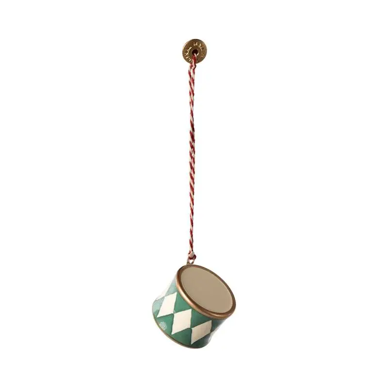 Maileg Juleornament - Metal - Tromme - Lille - Mørk Grøn