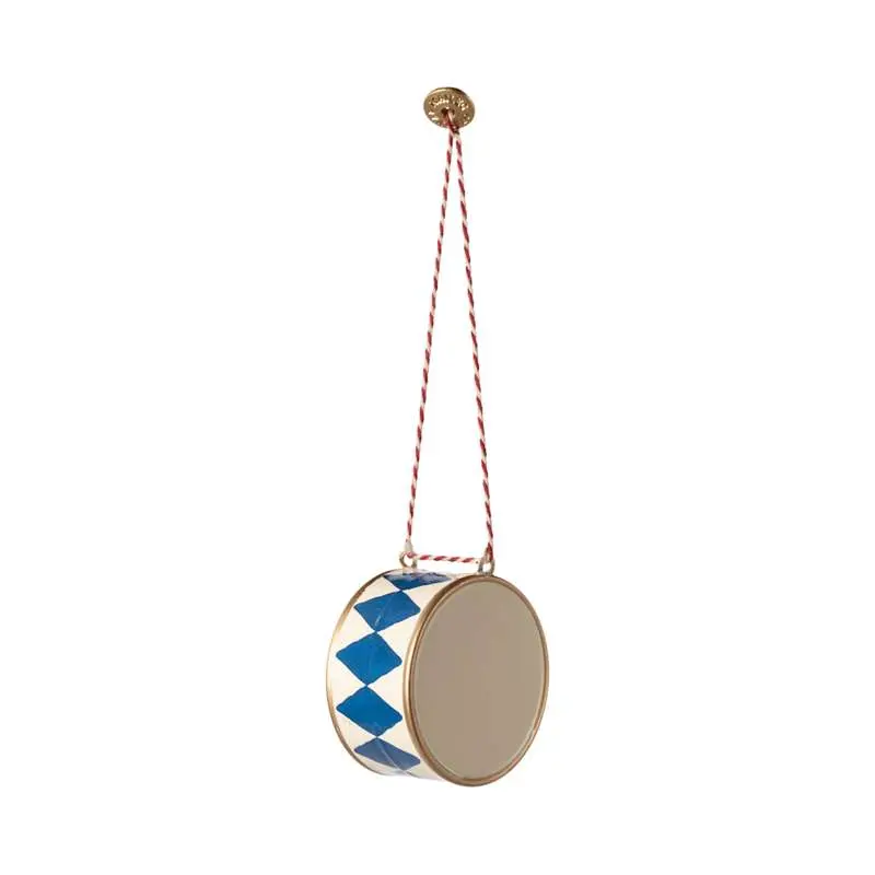 Maileg Juleornament - Metal - Tromme - Stor - Mørk Blå