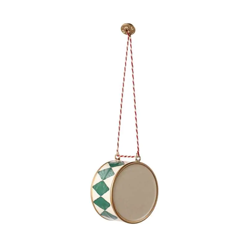 Maileg Juleornament - Metal - Tromme - Stor - Mørk Grøn
