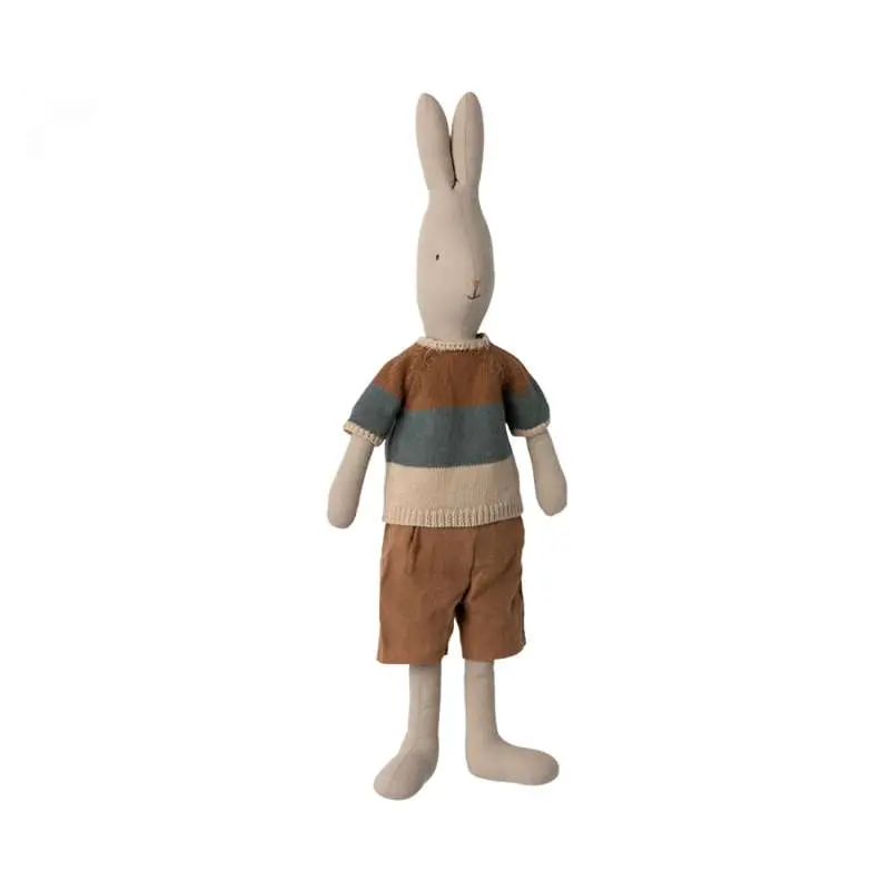 Maileg Kanin - Str. 4 - Lys - Strikbluse og Shorts