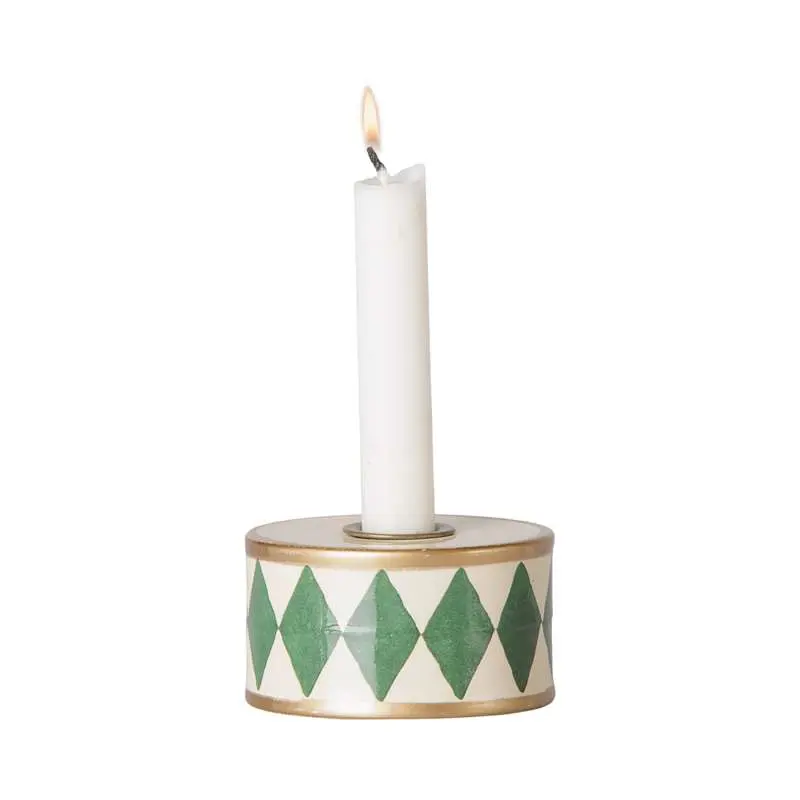 Maileg Lysestage - Tromme - Grøn/Off White