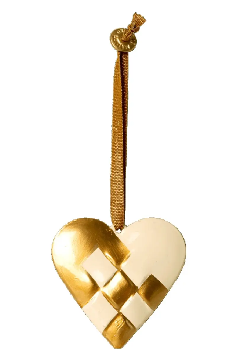 Maileg - Metal Ophæng, Flettet Hjerte - Guld
