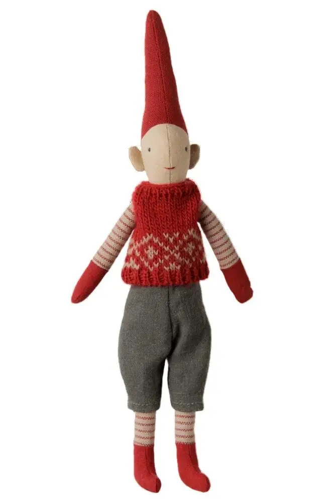 Maileg - Pixy, Str. 1 - Dreng - RøD Knitted Vest - 14-6415-00