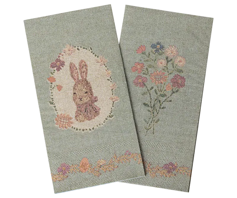 MAILEG SERVIETTER LAPIN DE PAQUES GRØN/ROSA